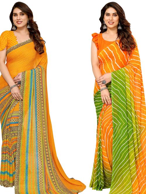women pack of 2 casual wear combo sarees with blouse - 21433985 - Very Small Image - 1
