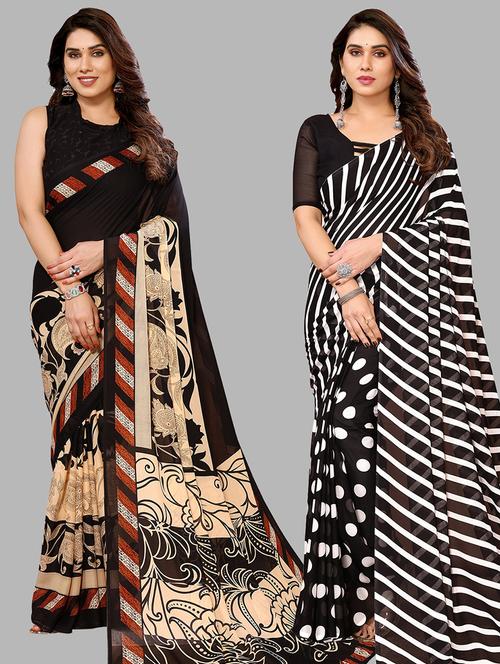 women pack of 2 casual wear combo sarees with blouse - 21433992 - Very Small Image - 1