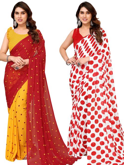 women pack of 2 casual wear sarees with blouse - 21433994 - Very Small Image - 1
