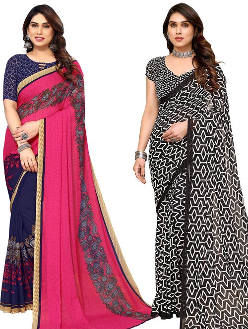 women pack of 2 casual wear sarees with blouse - 21434006 - Very Small Image - 1