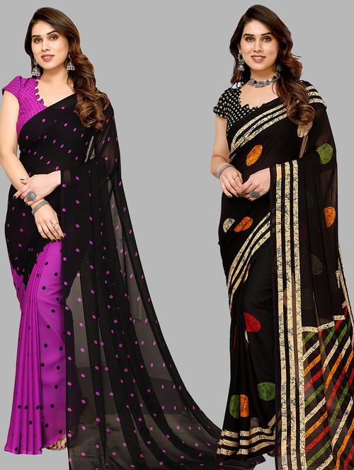 women pack of 2 casual wear sarees with blouse - 21434018 - Very Small Image - 1