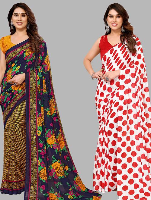 women pack of 2 casual wear sarees with blouse - 21434028 - Very Small Image - 1