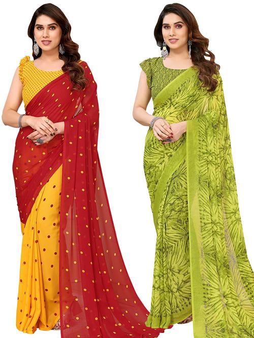 women pack of 2 casual wear combo sarees with blouse - 21434034 - Very Small Image - 1