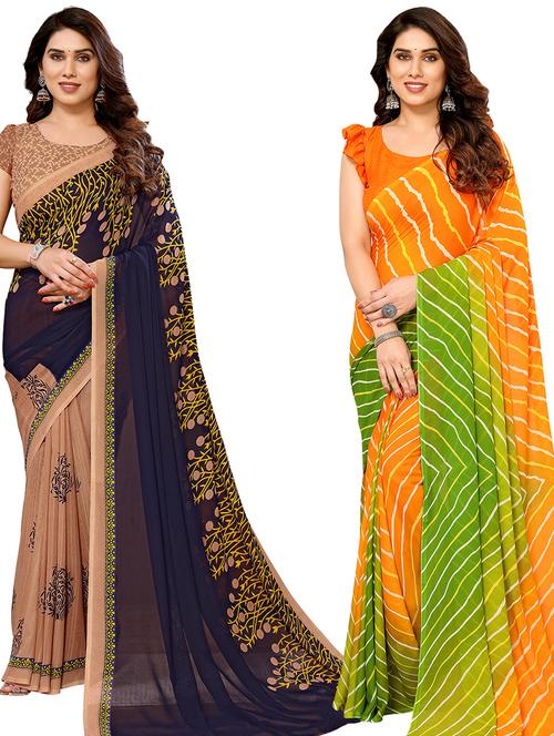 women pack of 2 casual wear combo sarees with blouse - 21434047 - Very Small Image - 1