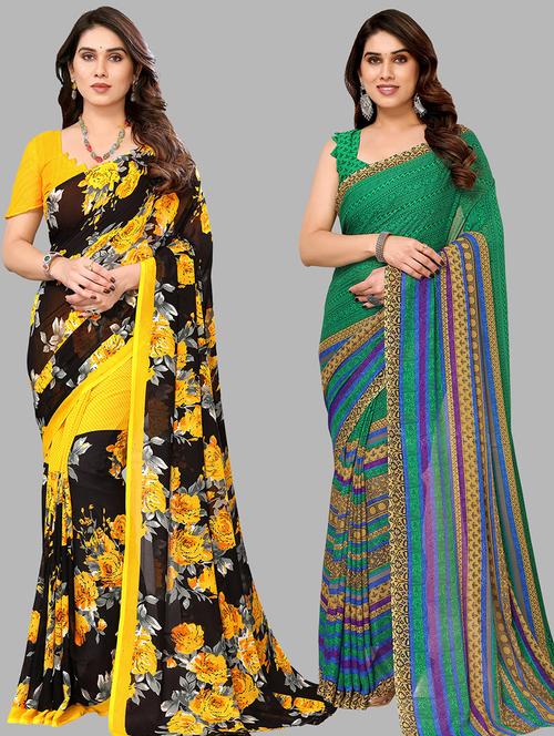 women pack of 2 casual wear combo sarees with blouse - 21434063 - Very Small Image - 1