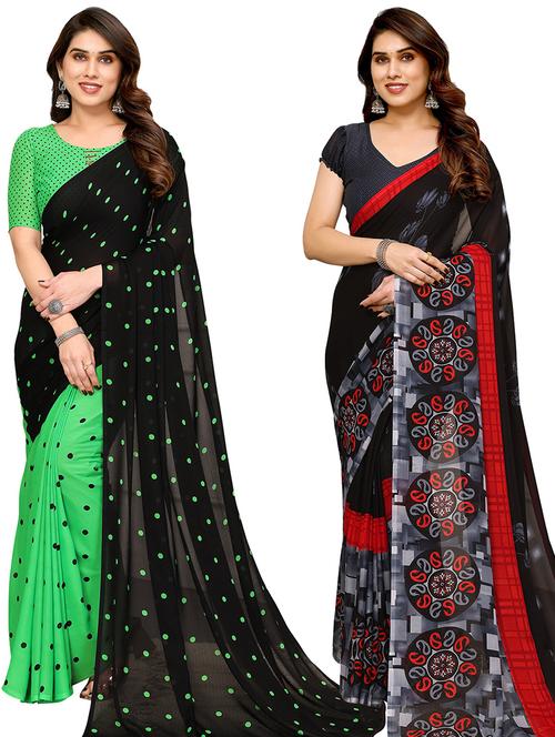 women pack of 2 casual wear combo sarees with blouse - 21434079 - Very Small Image - 1