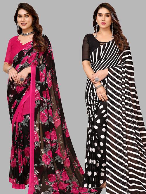 women pack of 2 casual wear combo sarees with blouse - 21434098 - Very Small Image - 1