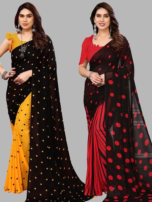 women pack of 2 casual wear combo sarees with blouse - 21434124 - Very Small Image - 1