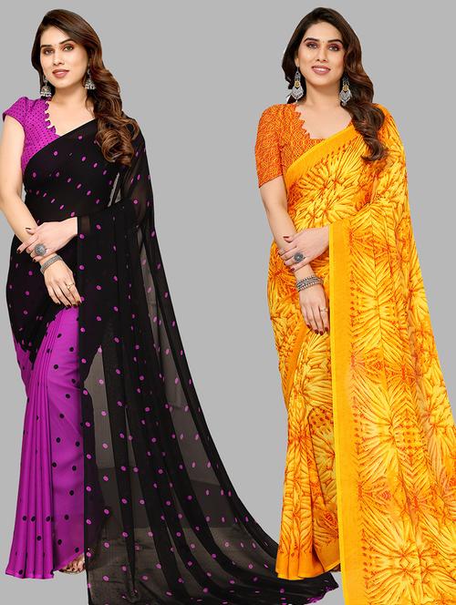 women pack of 2 casual wear combo sarees with blouse - 21434128 - Very Small Image - 1