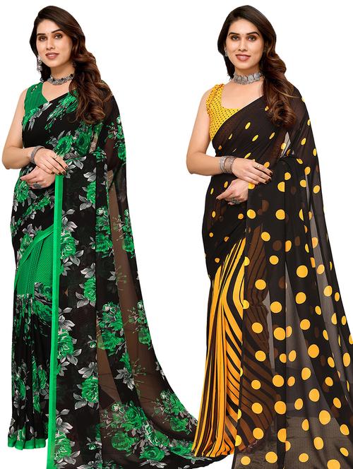 women pack of 2 casual wear combo sarees with blouse - 21434149 - Very Small Image - 1