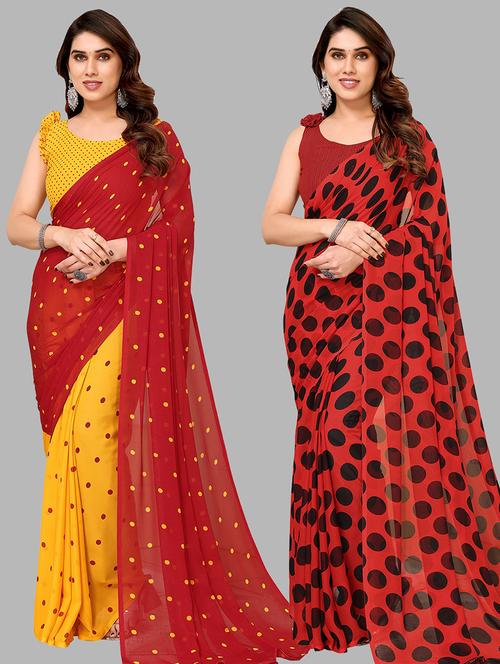 women pack of 2 casual wear combo sarees with blouse - 21434154 - Very Small Image - 1