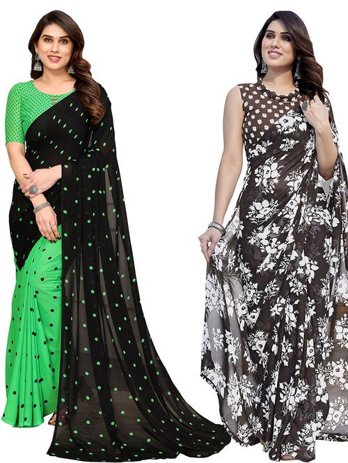 women pack of 2 casual wear combo sarees with blouse - 21434155 - Very Small Image - 1