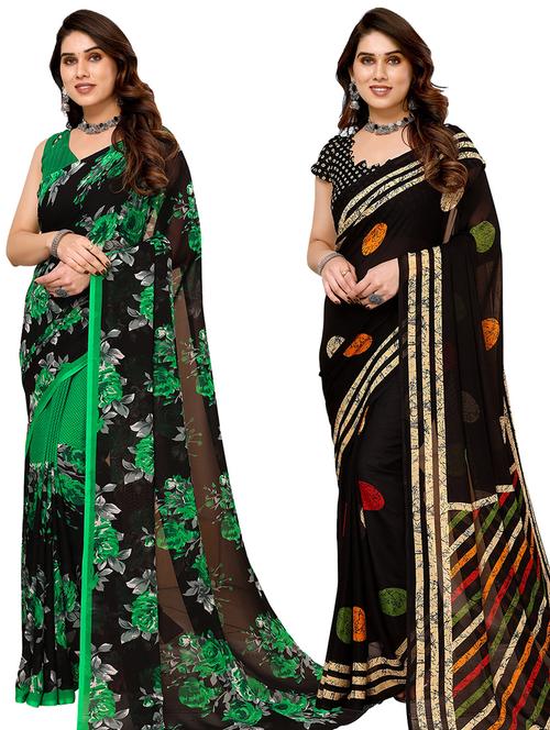 women pack of 2 casual wear combo sarees with blouse - 21434158 - Very Small Image - 1