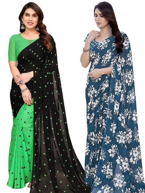 women pack of 2 casual wear combo saree with blouse - 21434161 - Very Small Image - 1