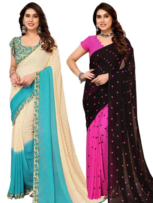 women pack of 2 casual wear combo sarees with blouse - 21434163 - Very Small Image - 1
