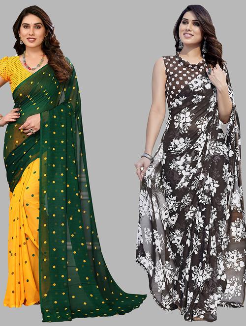 women pack of 2 casual wear combo sarees with blouse - 21434164 - Very Small Image - 1