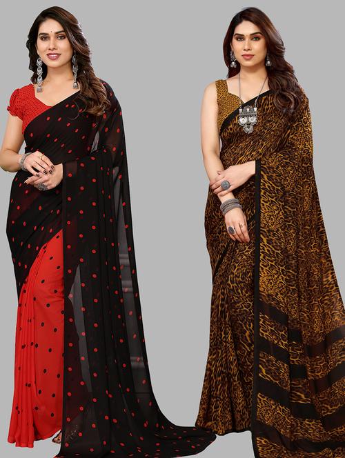 women pack of 2 casual wear combo sarees with blouse - 21434169 - Very Small Image - 1