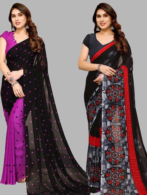 women pack of 2 casual wear combo sarees with blouse - 21434172 - Very Small Image - 1