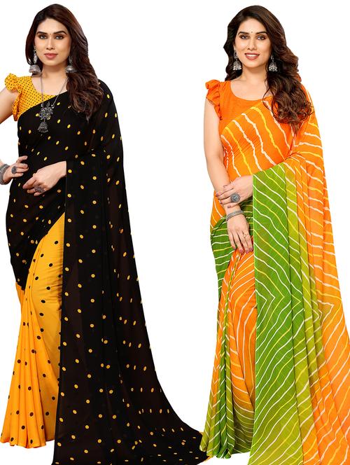 women pack of 2 casual wear combo saree with blouse - 21434184 - Very Small Image - 1