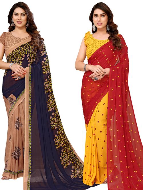 women pack of 2 casual wear combo saree with blouse - 21434192 - Very Small Image - 1