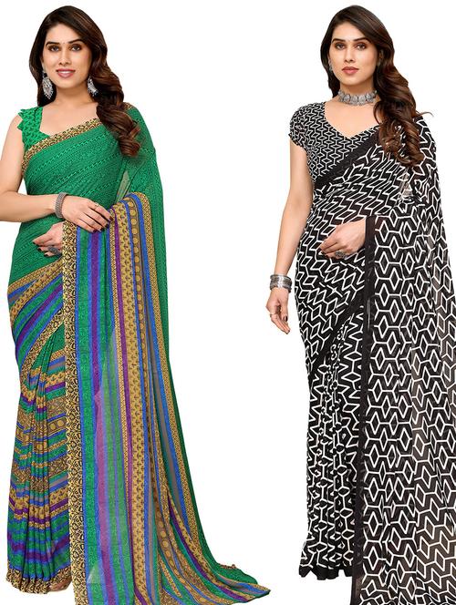 women pack of 2 casual wear combo sarees with blouse - 21434198 - Very Small Image - 1