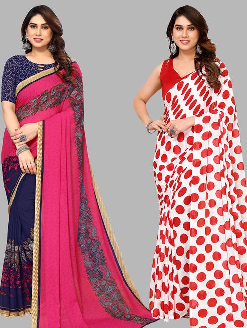 women pack of 2 casual wear combo sarees with blouse - 21434209 - Very Small Image - 1