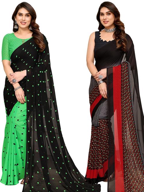 women pack of 2 casual wear combo sarees with blouse - 21434218 - Very Small Image - 1
