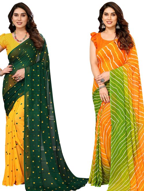 women pack of 2 casual wear combo sarees with blouse - 21434230 - Very Small Image - 1