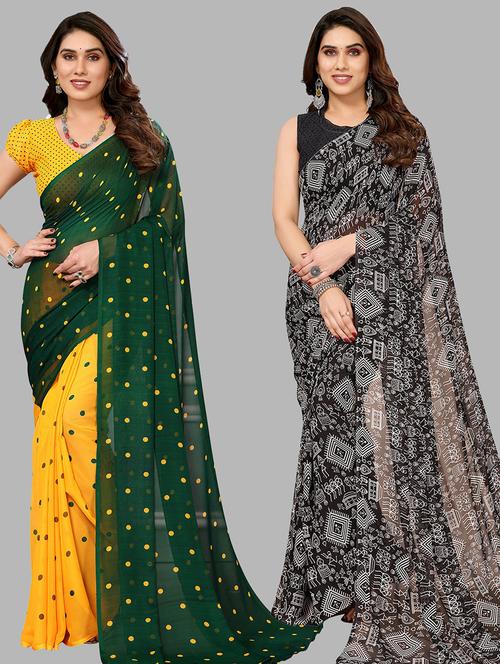 women pack of 2 casual wear combo sarees with blouse - 21434233 - Very Small Image - 1