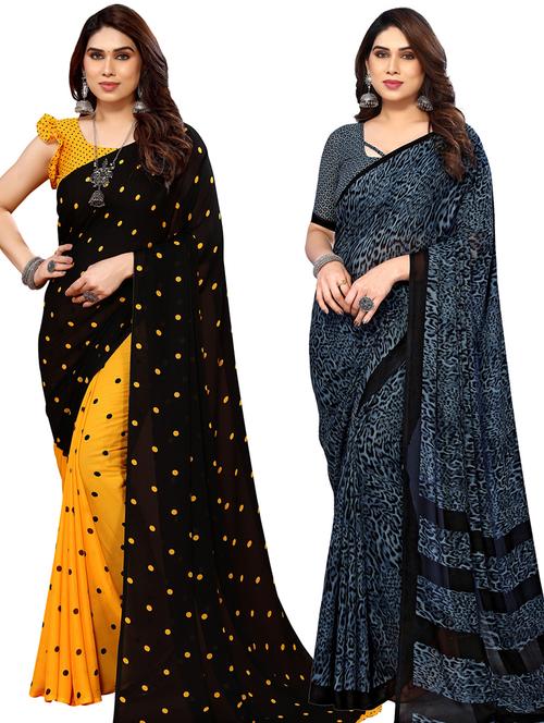 women pack of 2 casual wear combo sarees with blouse - 21434241 - Very Small Image - 1