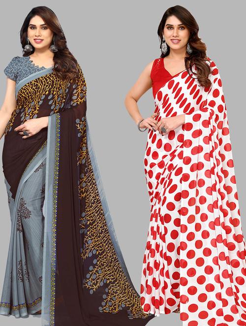 women pack of 2 casual wear combo sarees with blouse - 21434260 - Very Small Image - 1