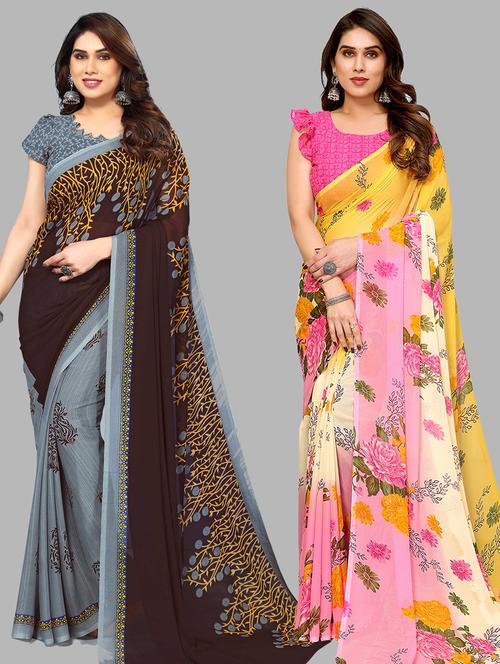 women pack of 2 casual wear combo saree with blouse - 21434262 - Very Small Image - 1