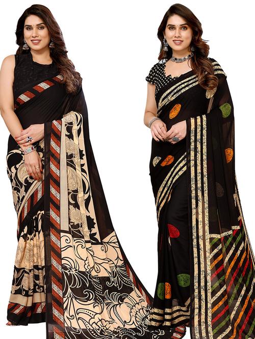 women pack of 2 casual wear combo sarees with blouse - 21434268 - Very Small Image - 1