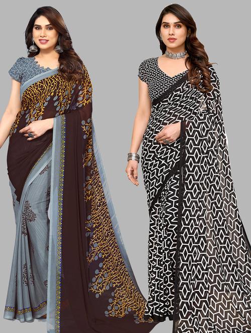 women pack of 2 casual wear combo sarees with blouse - 21434275 - Very Small Image - 1