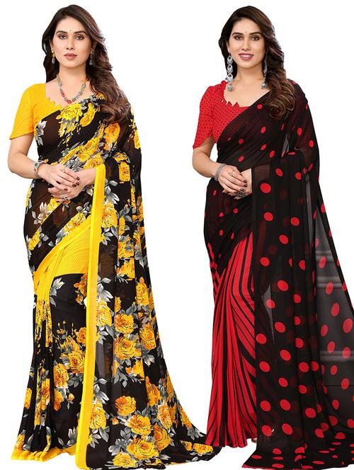 women pack of 2 casual wear combo sarees with blouse - 21434276 - Very Small Image - 1