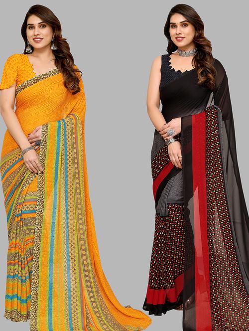 women pack of 2 casual wear combo sarees with blouse - 21434287 - Very Small Image - 1