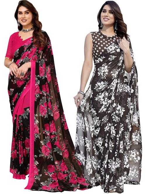 women pack of 2 casual wear combo saree with blouse - 21434300 - Very Small Image - 1