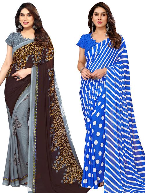 women pack of 2 casual wear combo sarees with blouse - 21434324 - Very Small Image - 1