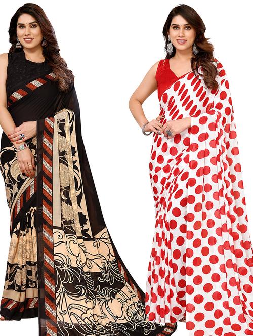 women pack of 2 casual wear combo sarees with blouse - 21434339 - Very Small Image - 1