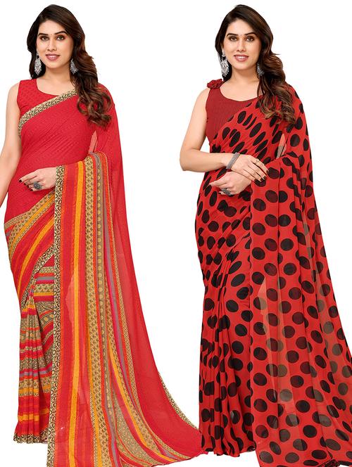 women pack of 2 casual wear combo sarees with blouse - 21434348 - Very Small Image - 1