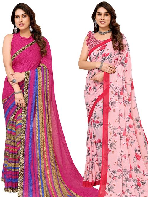 women pack of 2 casual wear combo saree with blouse - 21434352 - Very Small Image - 1