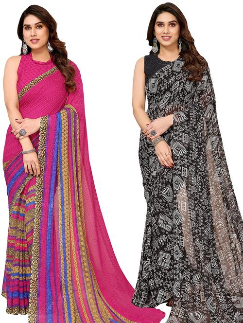 women pack of 2 casual wear combo sarees with blouse - 21434356 - Very Small Image - 1