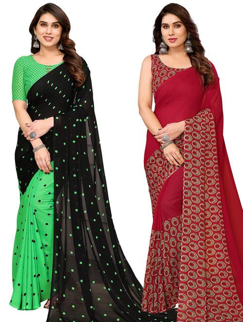 women pack of 2 casual wear combo sarees with blouse - 21434366 - Very Small Image - 1