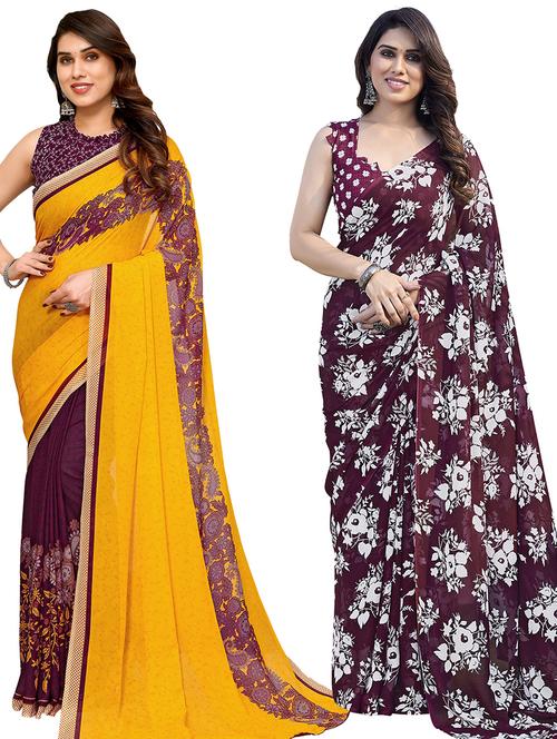 women pack of 2 casual wear combo sarees with blouse - 21434374 - Very Small Image - 1
