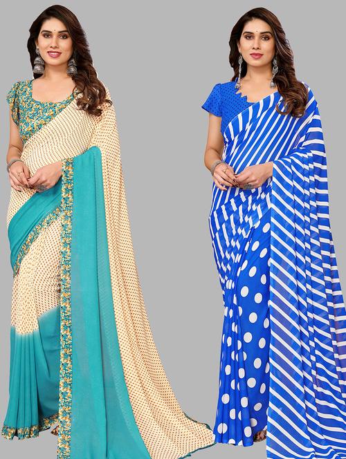 women pack of 2 casual wear combo sarees with blouse - 21434381 - Very Small Image - 1
