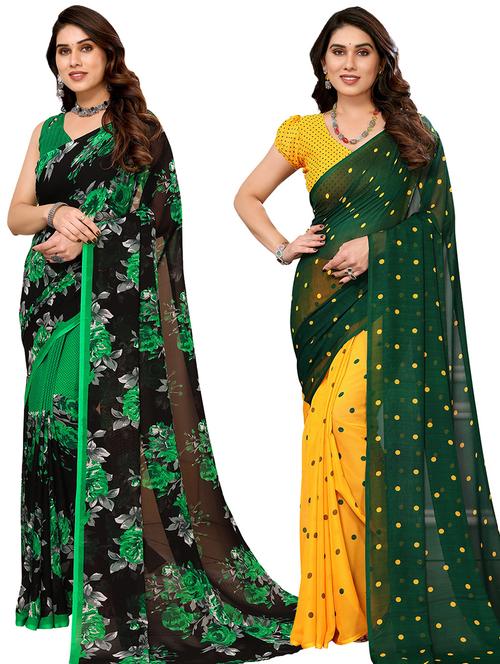 women pack of 2 casual wear combo sarees with blouse - 21434383 - Very Small Image - 1