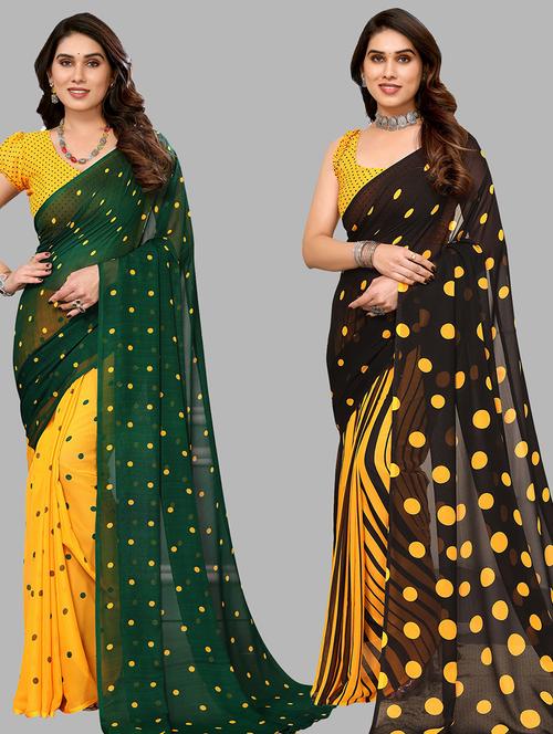 women pack of 2 casual wear combo sarees with blouse - 21434385 - Very Small Image - 1