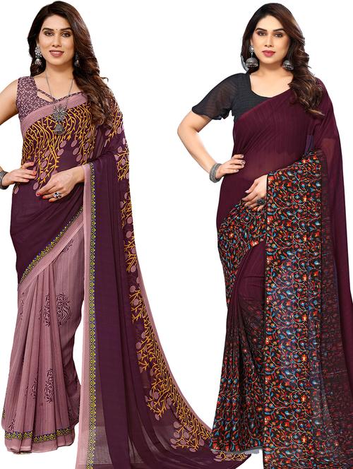 women pack of 2 casual wear combo sarees with blouse - 21434396 - Very Small Image - 1