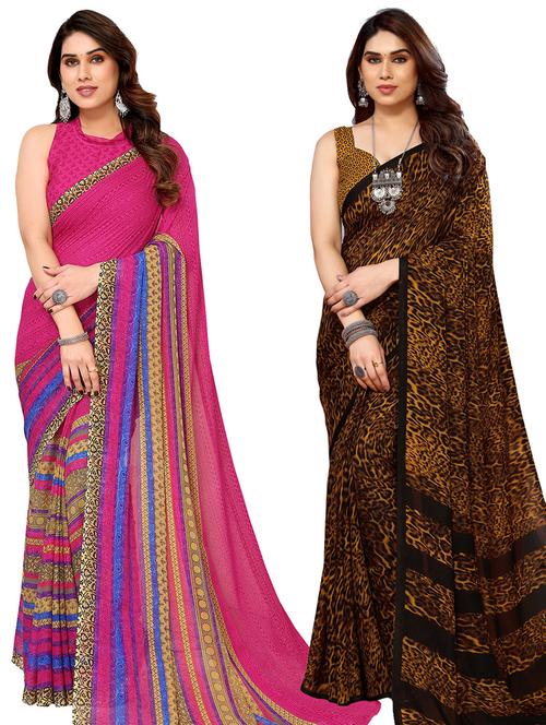 women pack of 2 casual wear combo sarees with blouse - 21434398 - Very Small Image - 1