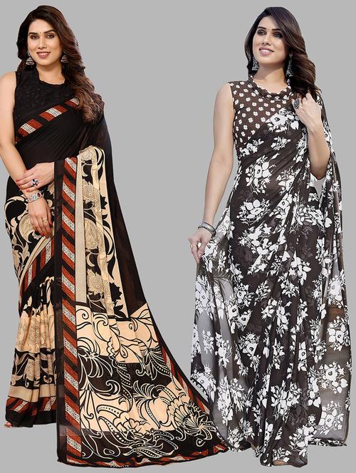 women pack of 2 casual wear combo sarees with blouse - 21434409 - Very Small Image - 1